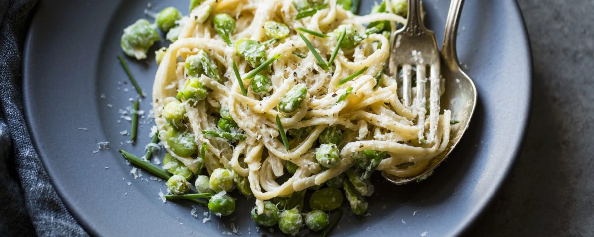 Vegetable pasta on plate