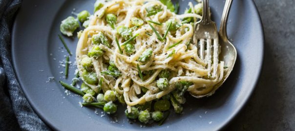 Vegetable pasta on plate